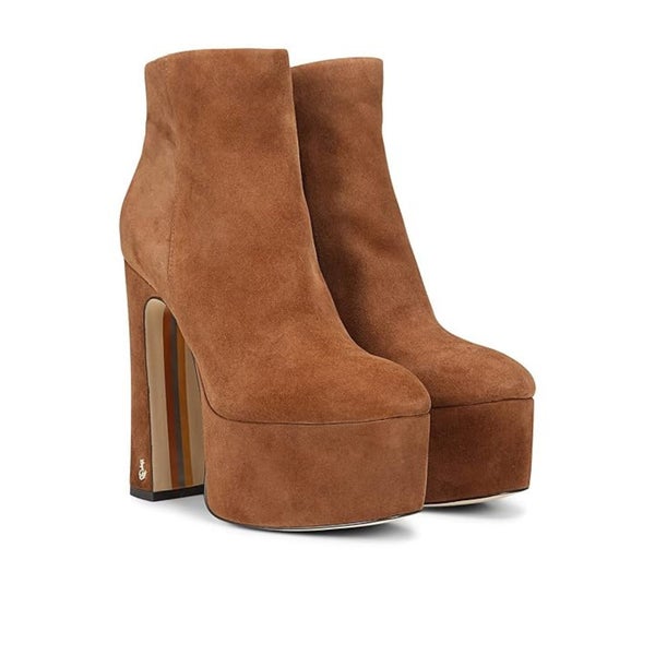 Sam Edelman Eli Boots Women's US 10.5 M Brown Block Heel Platform JZZ1151
