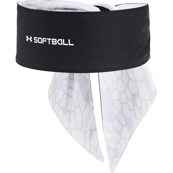 Under Armour Softball Tie Headband Women's OS Black White Sweat Wicking DSGL228
