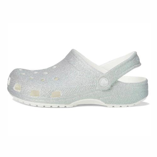 Crocs Classic Iridescent 210986-100 Clogs Kids J5 White Glitter Lifestyle KFC713