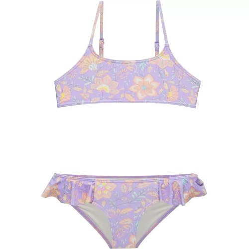 Billabong Hideaway Hippie Bikini Set Girls 8 Lilac Floral Swimwear Beach DSGL281