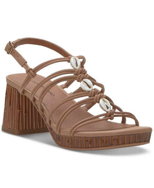 Lucky Brand Bassie Sandals Women's 8.5 Tan Slingback Block Heel Strappy RHS7900