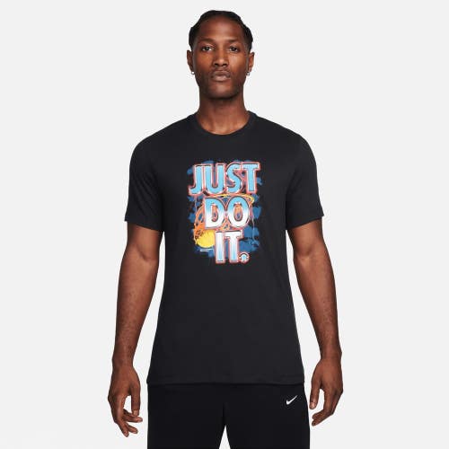 Nike Dri-FIT Just Do It T-Shirt Men's M Black Graphic Print Basketball DSGL218
