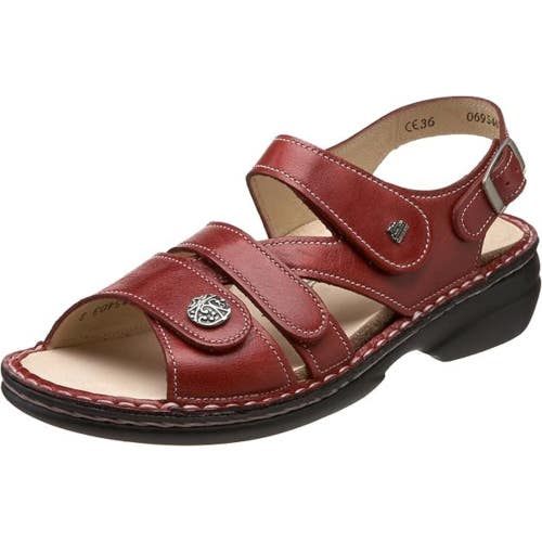 Finn Comfort Gomera Sandals Women's 12.5-13 Red Leather Open Toe Strappy VER1603