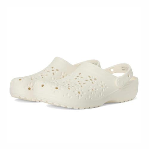 Crocs Classic Floral Cut-Out 210927-0WV Clogs Men's 7 Chalk Comfort Shoes KFC687