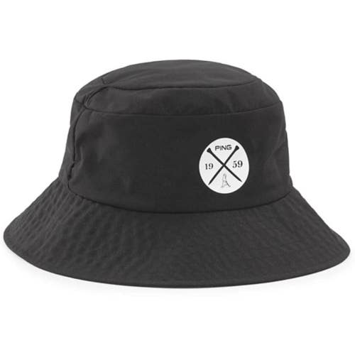 Ping Golf Bucket Hat Mens One Size Black Wide Brim Adjustable Drawstring DSGL182