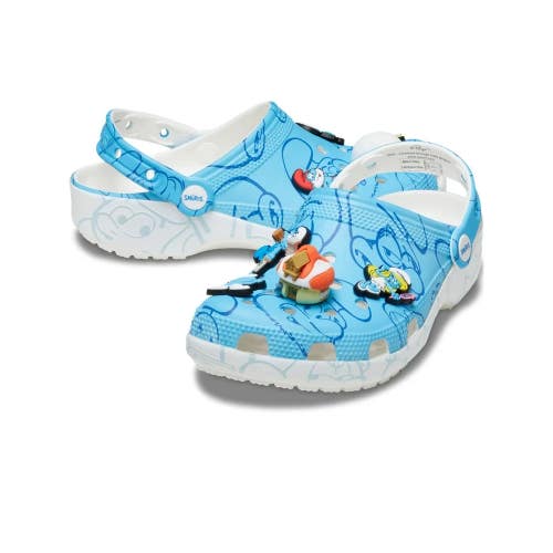 Crocs Classic Smurfs 210820-90H Clogs Men's 9 Blue Round Toe Casual Shoes KFC655
