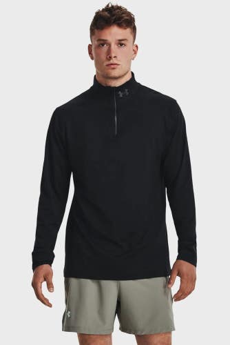 Under Armour Sweatshirt Men's Large Black 1/4 Zip Running Performance DSGL214