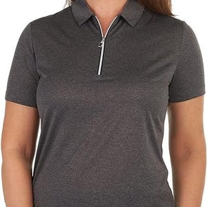 Callaway Polo Shirt Women's XL Black Heather Short Sleeve 1/4 Zip Golf NWO2