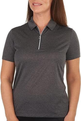 Callaway Polo Shirt Women's XL Black Heather Short Sleeve 1/4 Zip Golf NWO2