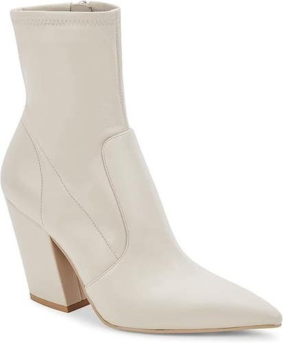 Dolce Vita Nello Boots Women's 10 Ivory Faux Leather Pointed Toe Bootie ZOGG1103