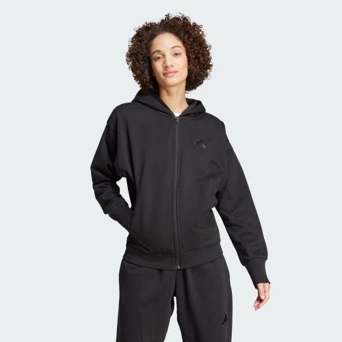 Adidas All Szn IX3809 Hoodie Women's XS Black Fleece Full-Zip Sportswear NWO44