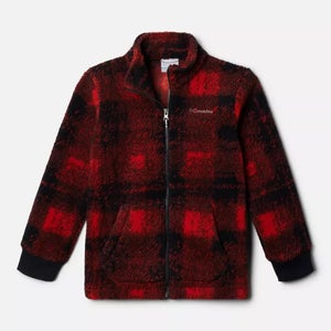Columbia Rugged Ridge II Jacket Boys M Red Plaid Sherpa Fleece Full Zip NWO29