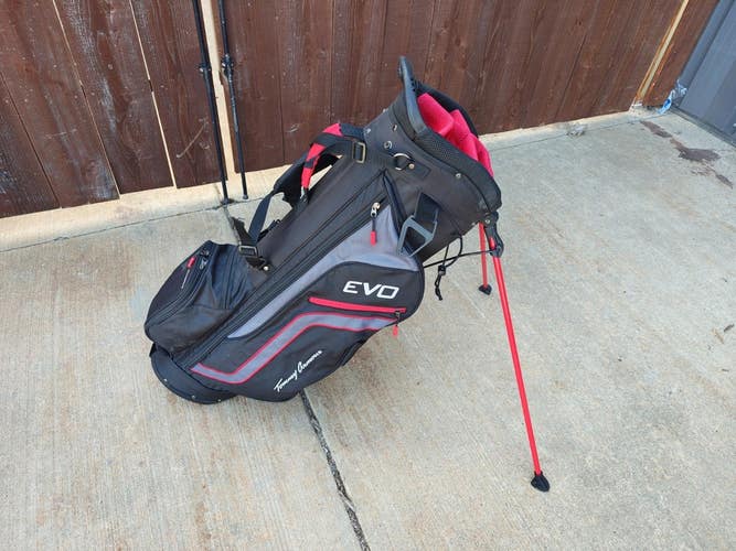 Tommy Armour EVO Dual Strap Stand Bag Black/Red/Gray w Raincover