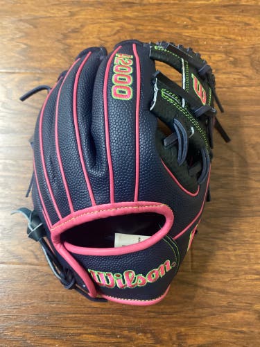 2025 Wilson DP15 Dustin Pedroia fit A2000 RH Infield Baseball Glove 11.5" Navy/Pink/Lime Green