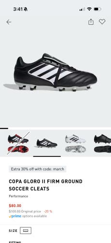 Black Men's Size M 7.5 (W 8.5) Adidas Copa Molded Cleats Cleats (Used)