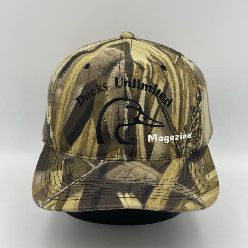 Vintage Ducks Unlimited Advantage Wetlands Camo Snapback Hat Hunting Cap