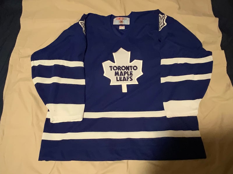 NEW Vintage 1990s Made In Canada CCM Toronto Maple Leafs Home Blue Jersey XXL