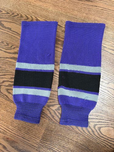 Purple, black, grey youth hockey socks