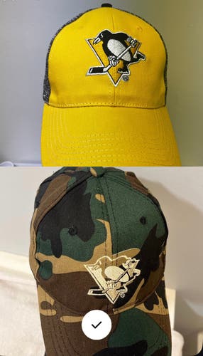 NHL Pittsburgh Penguins Promo Hat Bundle of 2 Adjustable OSFA Caps Camo Casual