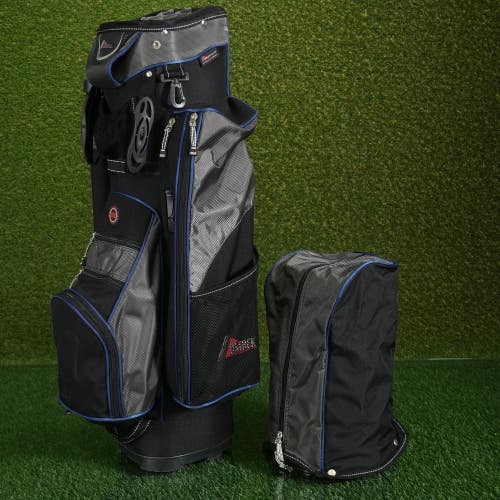 Datrek Black & Gray Cart Golf Bag 14-Way IDS Divider w/ Putter Well & Rain Hood!