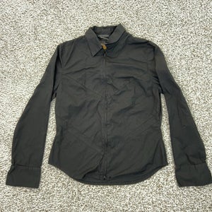 Harley Davidson Shirt Womens Small Black Zip Front Eagle Back Embroidered Biker