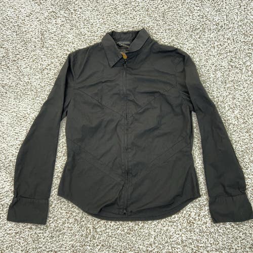 Harley Davidson Shirt Womens Small Black Zip Front Eagle Back Embroidered Biker