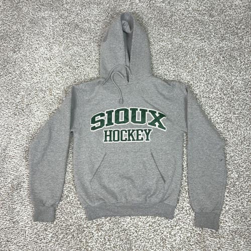 North Dakota Fighting Sioux Champion Hoodie Men Small Gray Hockey Sweatshirt UND