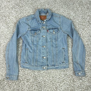 Levis Jacket Womens Small Blue Denim Trucker Button Front Western Classic Coat