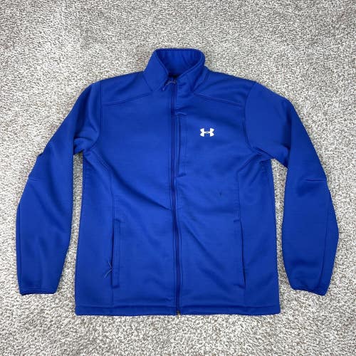 Under Armour Jacket Mens Large Blue Full Zip Fleece ColdGear Storm Athletic