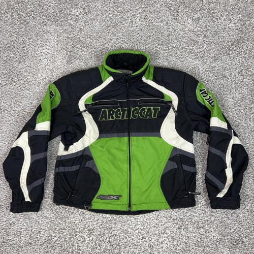 Arctic Cat Jacket Mens Large Green Black Snowmobile Ski Arcticwear Winter Logo