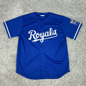 Kansas City Royals Jersey Mens XL Blue MLB Baseball Button Up SGA Sports Logo