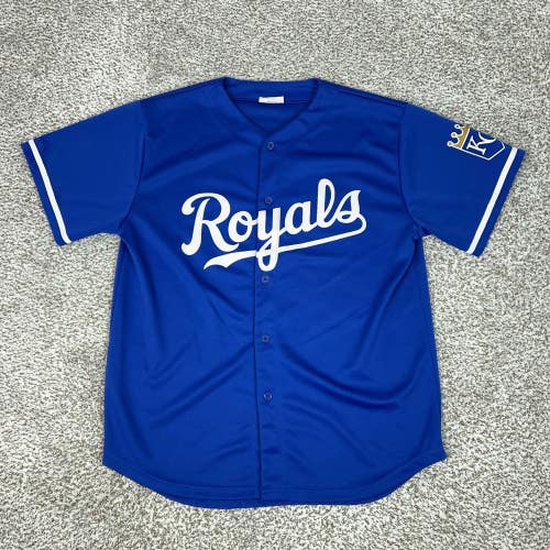 Kansas City Royals Jersey Mens XL Blue MLB Baseball Button Up SGA Sports Logo