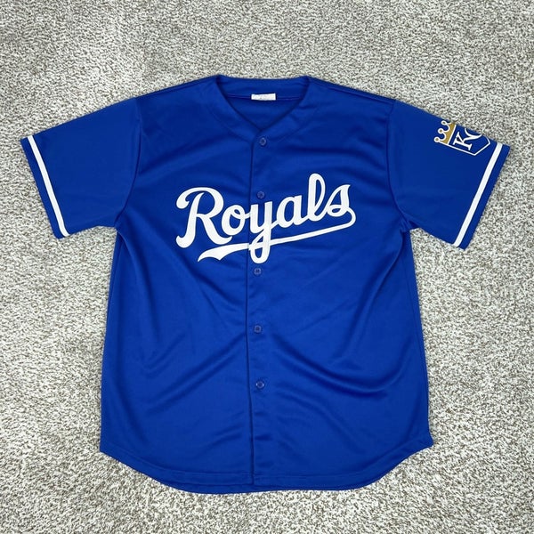 Kansas City Royals Jersey Mens XL Blue MLB Baseball Button Up SGA Sports Logo