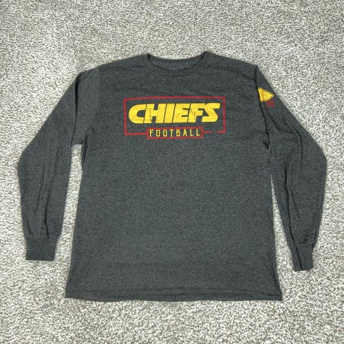 Kansas City Chiefs Shirt Mens Large Gray NFL Football Majestic Long Sleeve Tee
