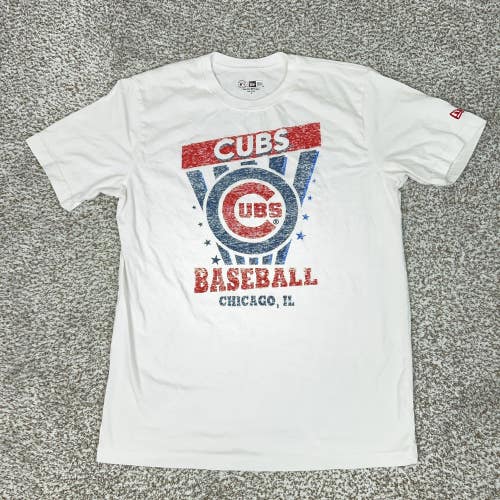 Chicago Cubs Shirt Mens Medium White MLB Baseball New Era Graphic Tee T Casual