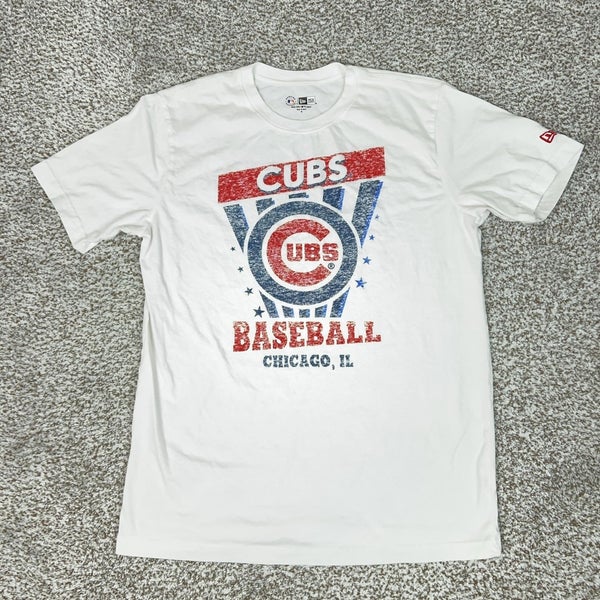 Chicago Cubs Shirt Mens Medium White MLB Baseball New Era Graphic Tee T Casual