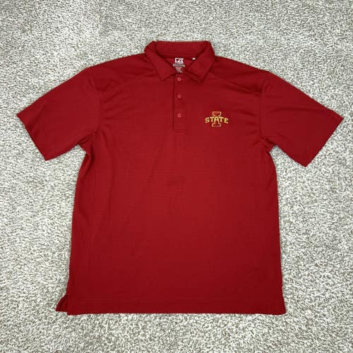 Iowa State Cyclones Shirt Mens Large Red NCAA Basketball Cutter Buck Polo College