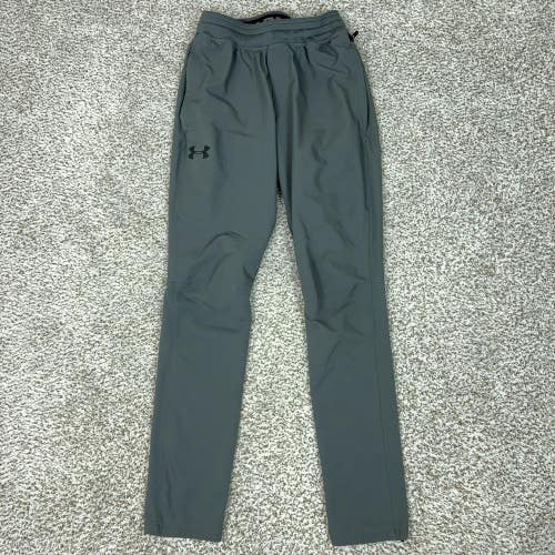 Under Armour Pants Mens Small Gray Track Joggers Zip Pockets Athletic Running