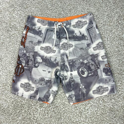 Harley Davidson Board Shorts Mens 36 Gray Bahamas Motorcycle Swim Trunks AOP
