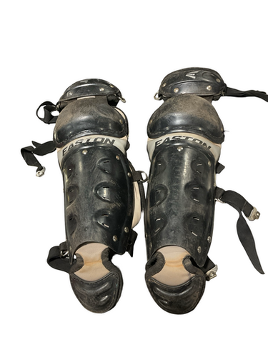 Used Easton BLACK SHIN GUARDS Catchers Leg Guards Black Junior 11834-S000048271