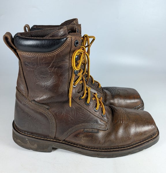 Justin 8" Driller Comp Toe (WK462) Square Toe Brown Leather Boots Men's 9.5 D