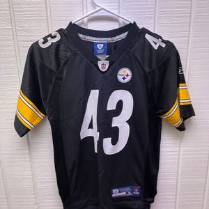 Reebok NFL Pittsburgh Steelers #43 Troy Polamalu Black/Gold/White Youth Medium Jersey