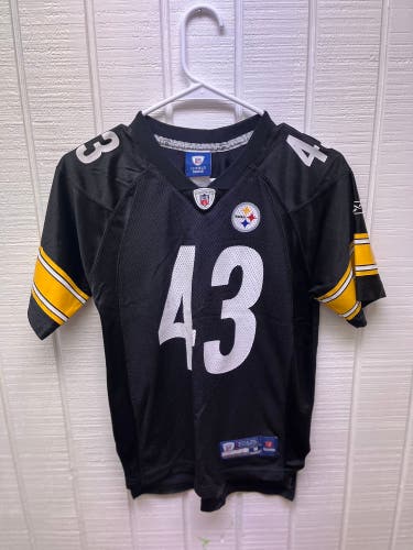 Reebok NFL Pittsburgh Steelers #43 Troy Polamalu Black/Gold/White Youth Medium Jersey