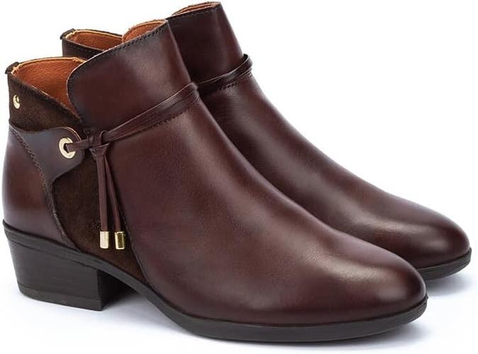 Pikolinos Daroca Boots Womens 6.5-7 Brown Leather Block Heel Ankle Bootie ZPO698