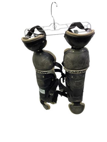 Used Easton BLACK SHIN GAURDS Catchers Leg Guards Black Youth 11347-S000265898