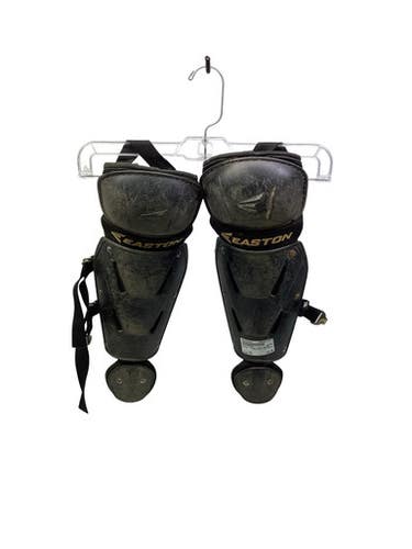 Used Easton BLACK SHIN GAURDS Catchers Leg Guards Black Youth 11347-S000265897