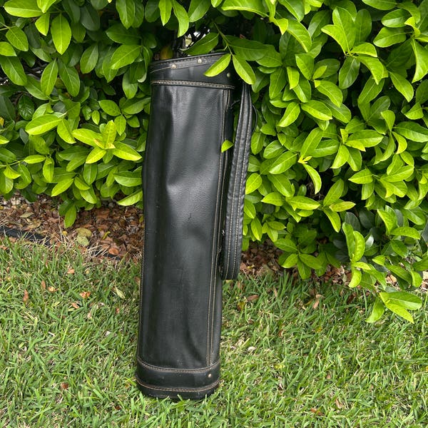 Vintage Atlantic Black Faux Leather Golf Bag 3-Way Divider 34