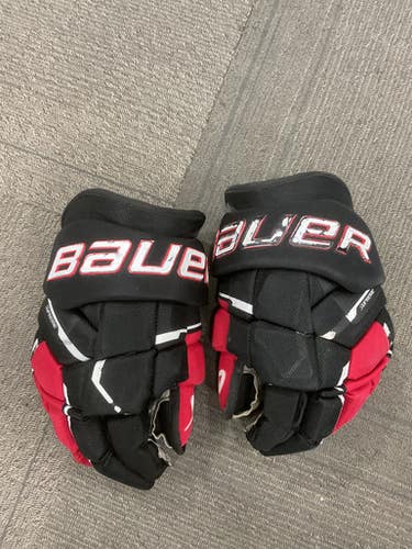 Used Bauer SUPREME GLOVES Senior Gloves Black And Red 14" 11614-S000233057