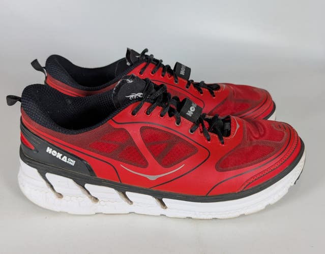 Hoka One One Conquest Red Black Comfort Running Sneakers Shoes Mens Size 13