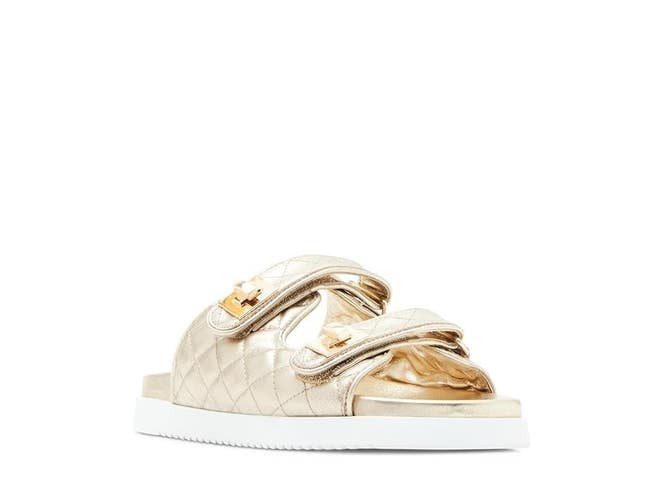 Steve Madden Schmona SCHM01S1 Women's 9 Golden Leather Slip On Sandals ZOGG1166